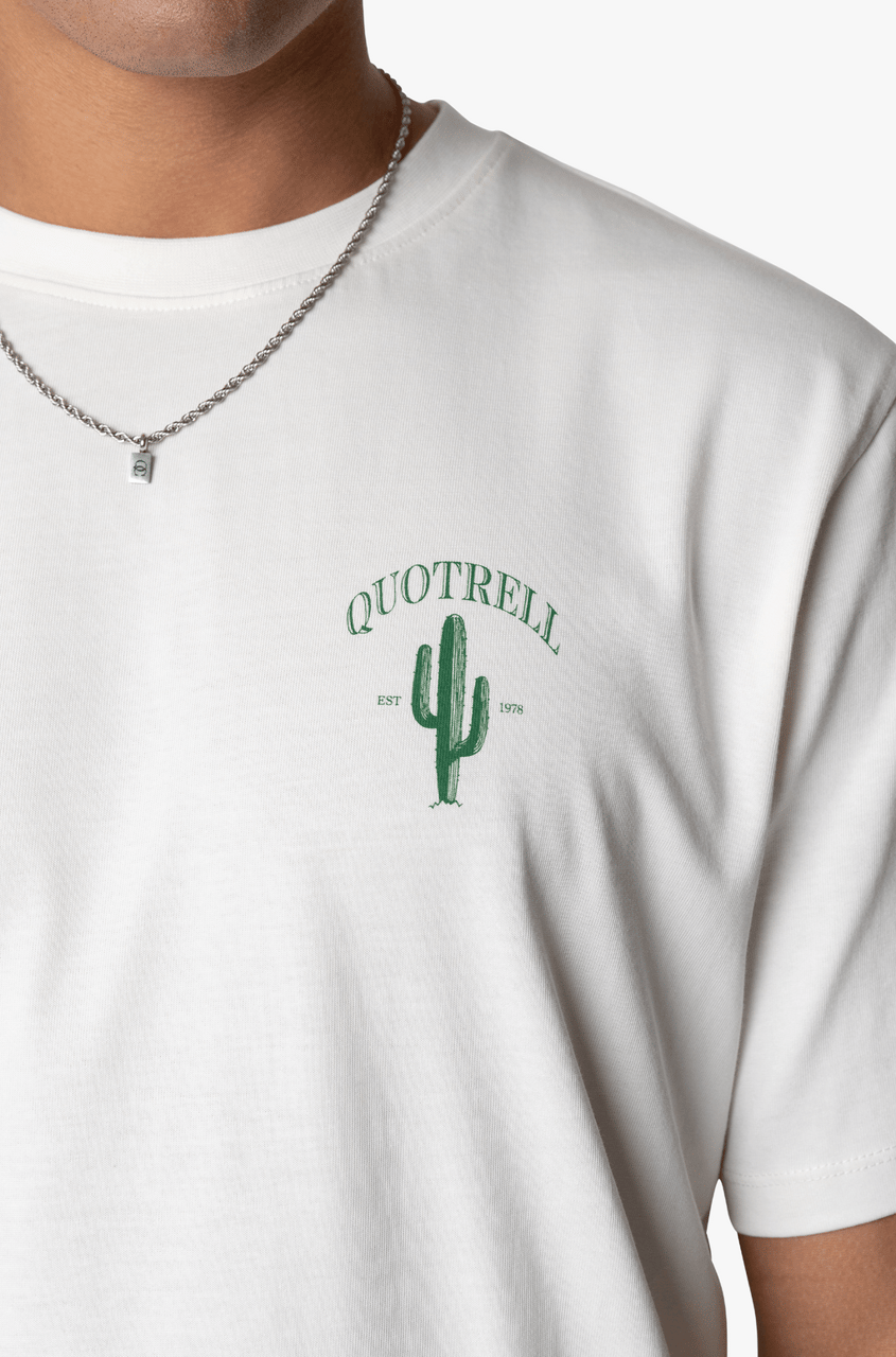 Quotrell Cactus T-shirt | Off White/green Wit