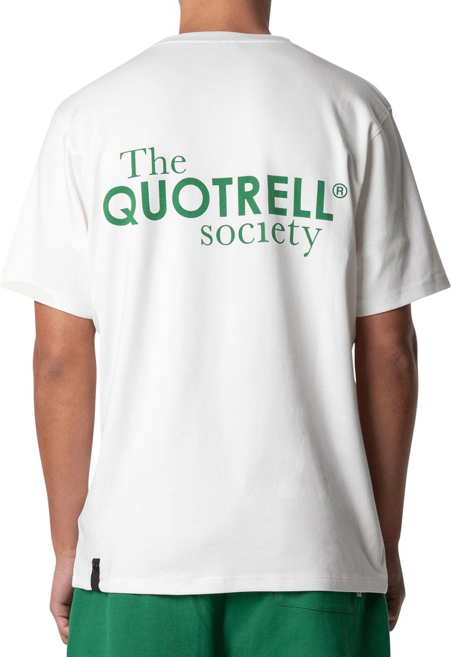 Quotrell Society T-shirt | Off White/green Wit