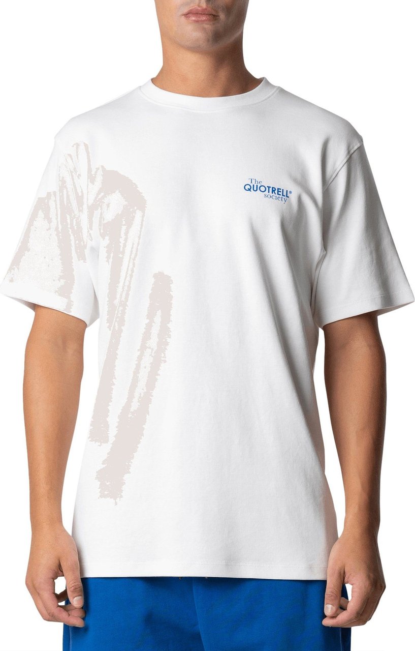 Quotrell Society T-shirt | White/cobalt Groen