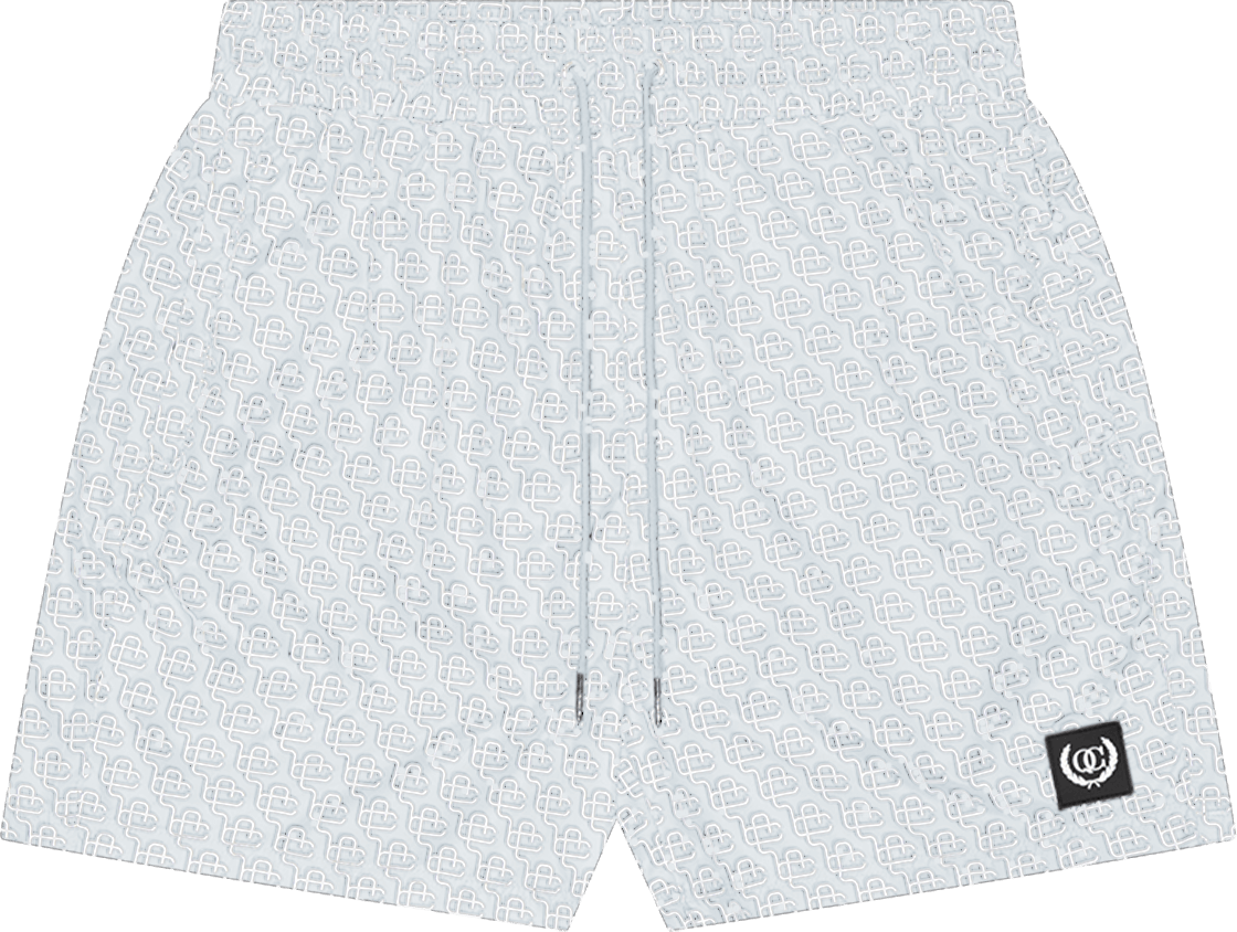 Quotrell Quotrell Couture - Monogram Swimshorts | Light Blue/white Blauw