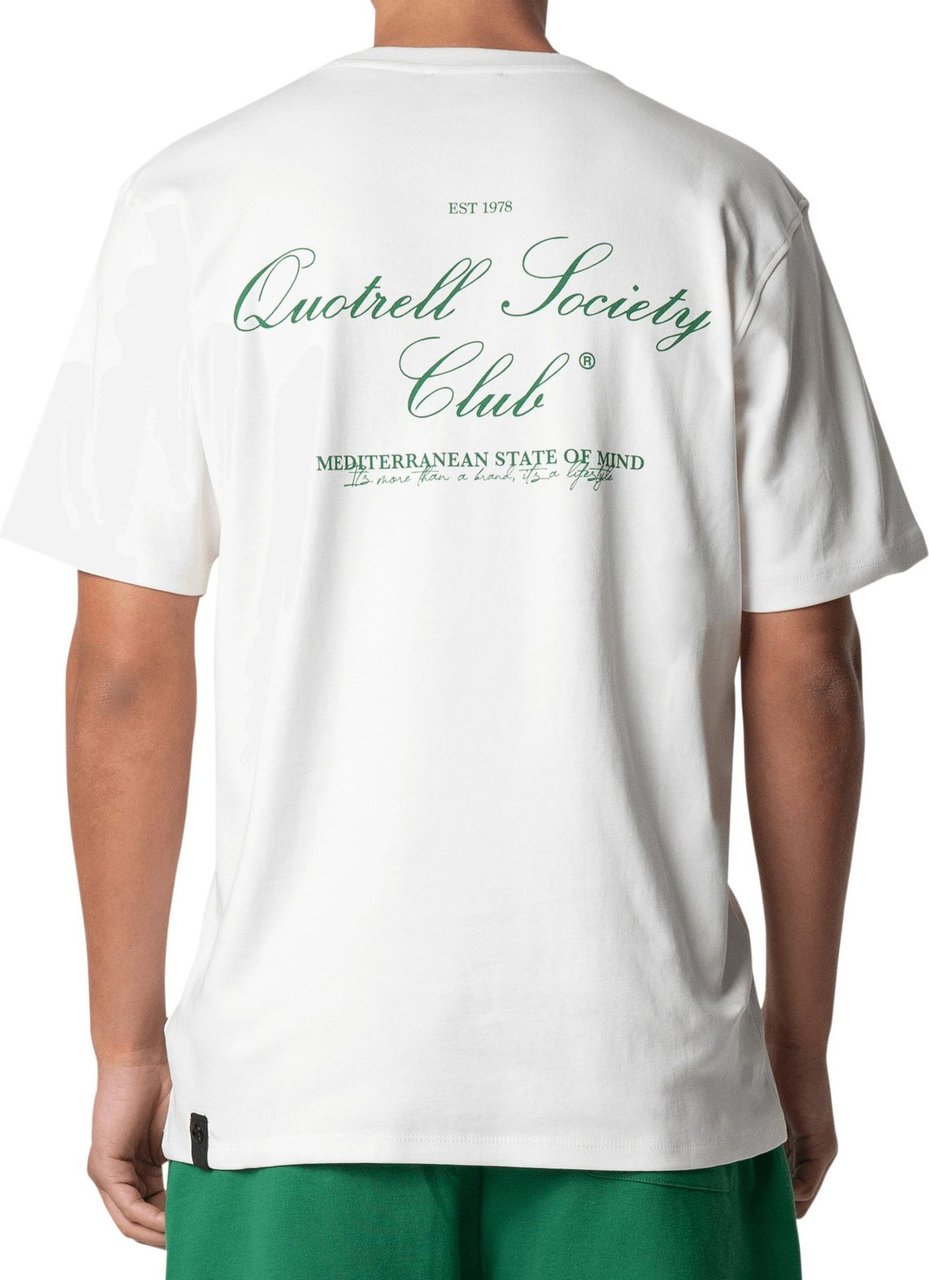 Quotrell Society Club T-shirt | Off White/green Wit