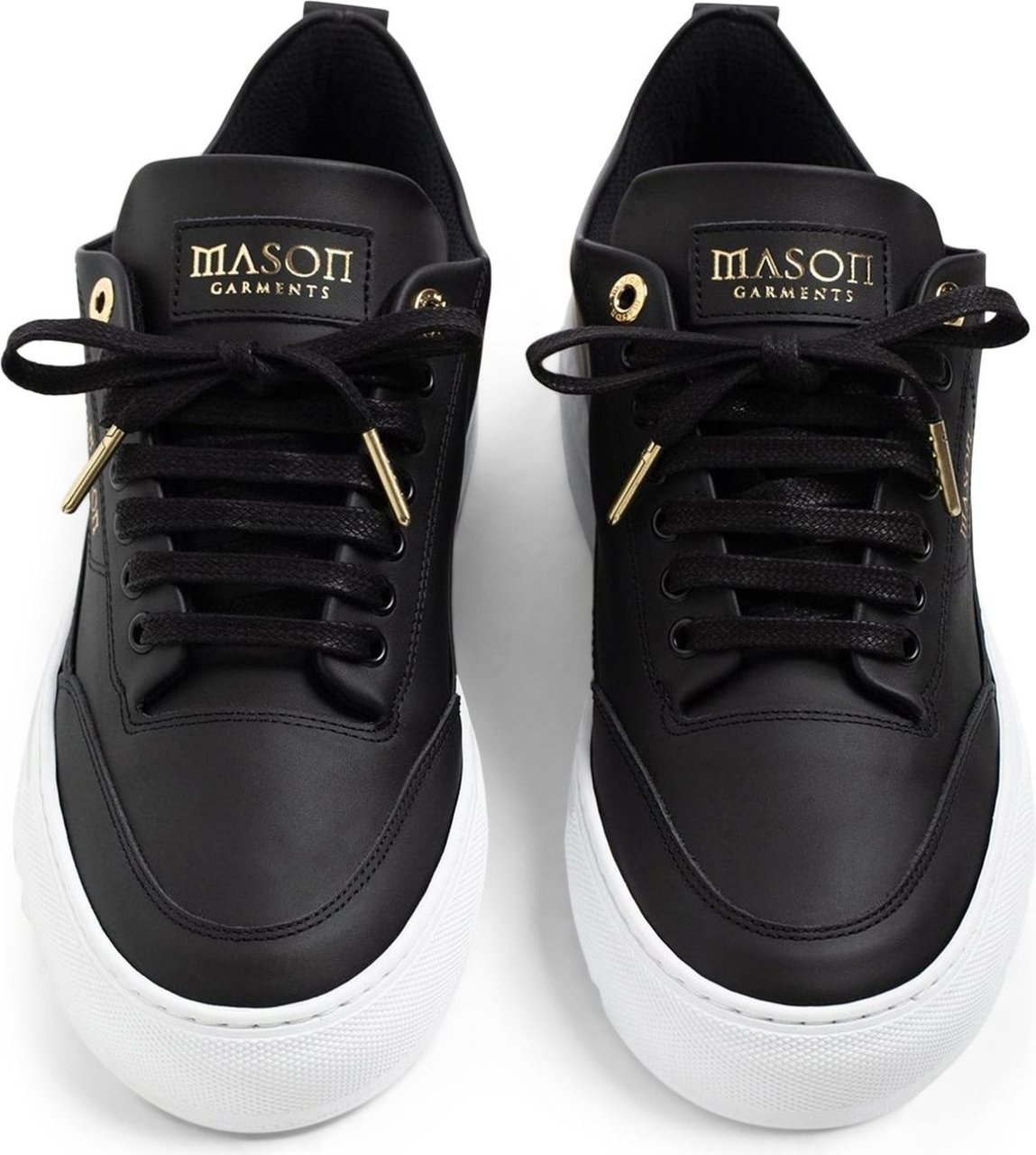 Mason Garments Heren Torino Leer Sneaker Zwart Zwart