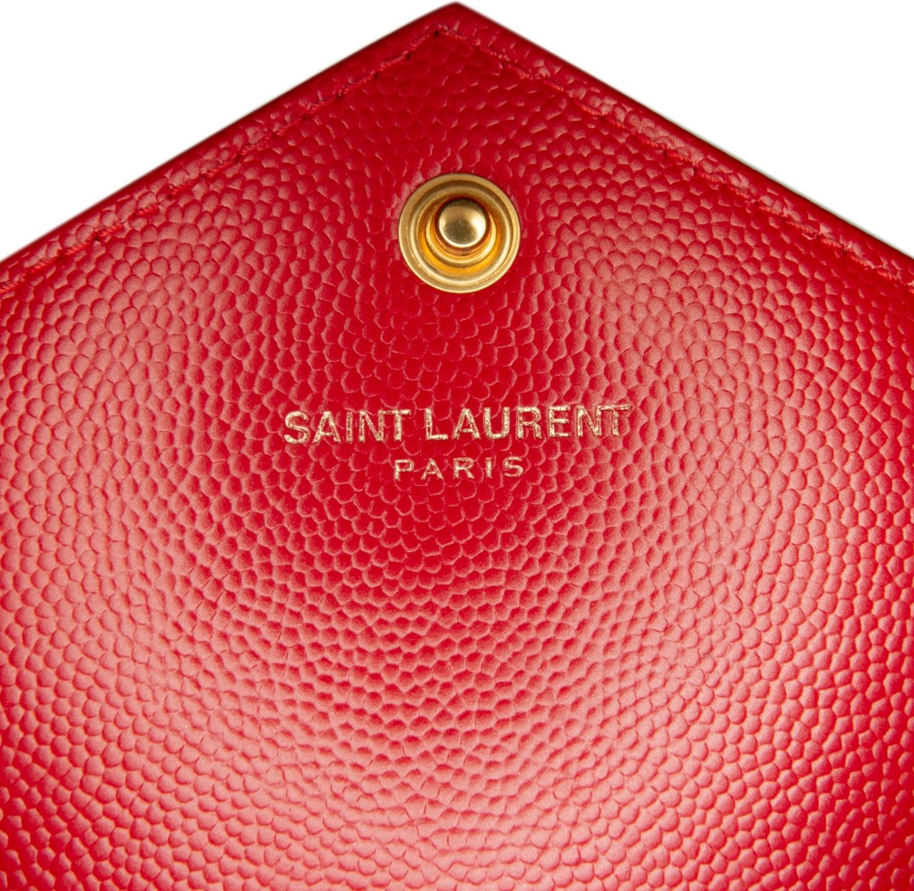Saint Laurent Grain de Poudre Monogram Chevron Matelasse Envelope Wallet on Chain Rood