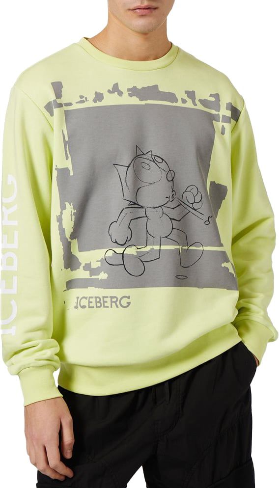 Iceberg Sweatshirt with cartoon graphics and logo Geel