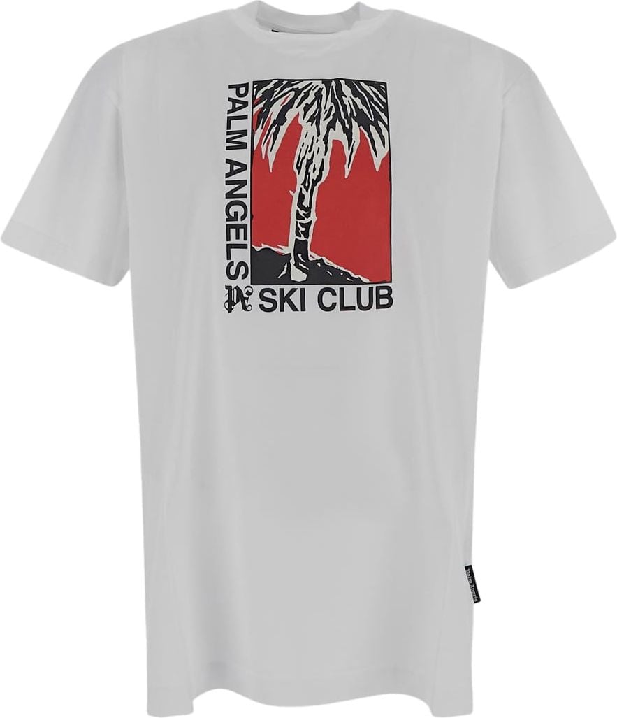 Palm Angels Heren Ski Club T-Shirt Wit Wit