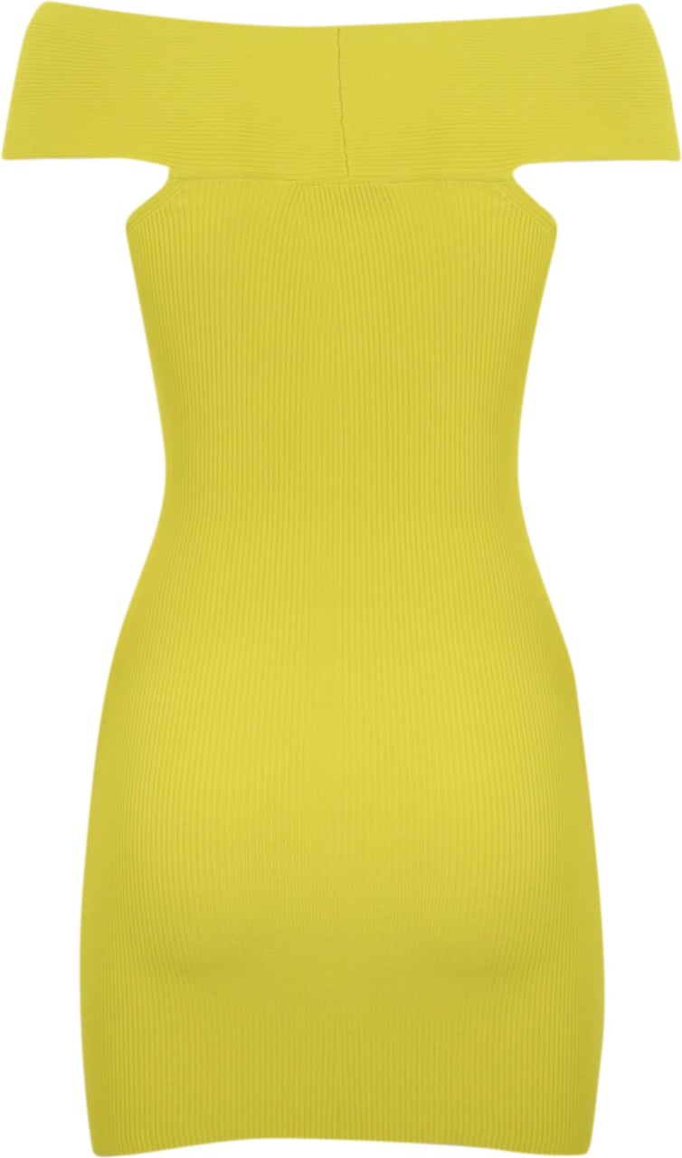 Elisabetta Franchi Cedar Knitted Cut-out Dress Yellow Geel