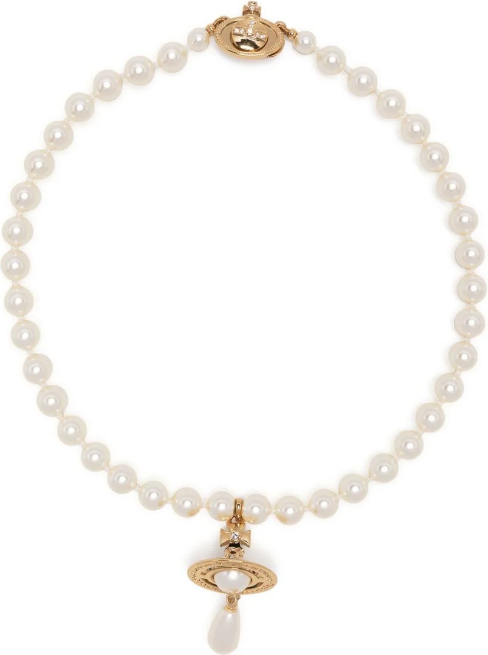 Vivienne Westwood One Row Pearl Drop Choker Gold/pearl Divers