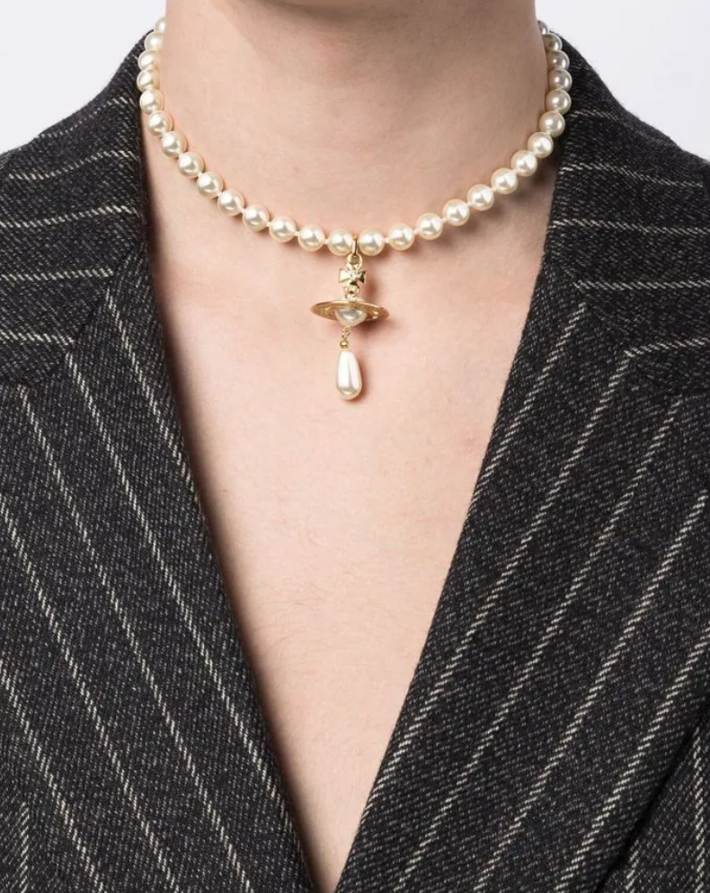Vivienne Westwood One Row Pearl Drop Choker Gold/pearl Divers