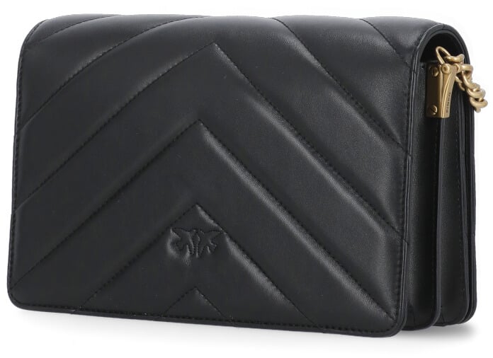 Pinko Pinko Black nappa Classic Love crossbody bag Zwart