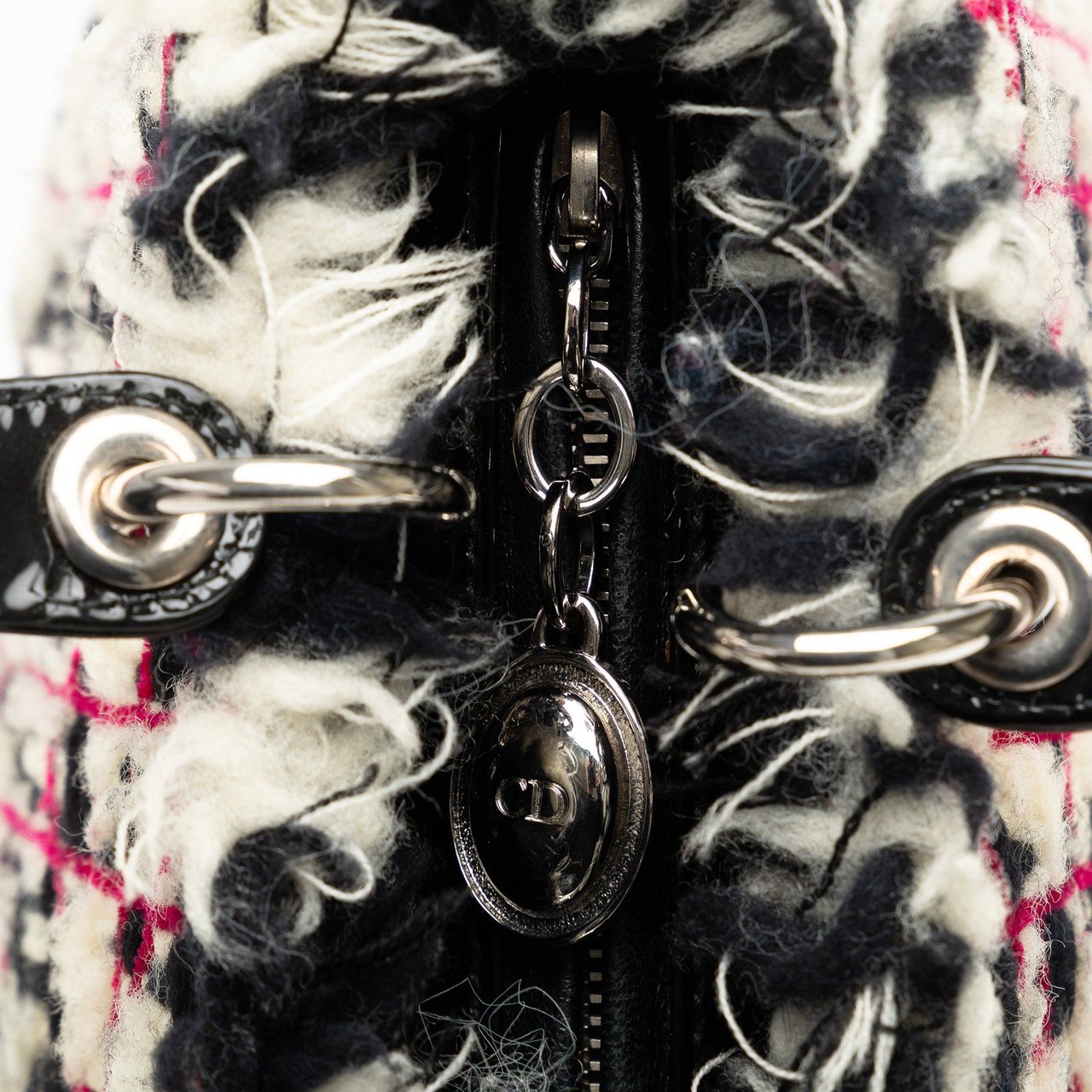 Dior Medium Tweed Cannage Lady Dior Zwart