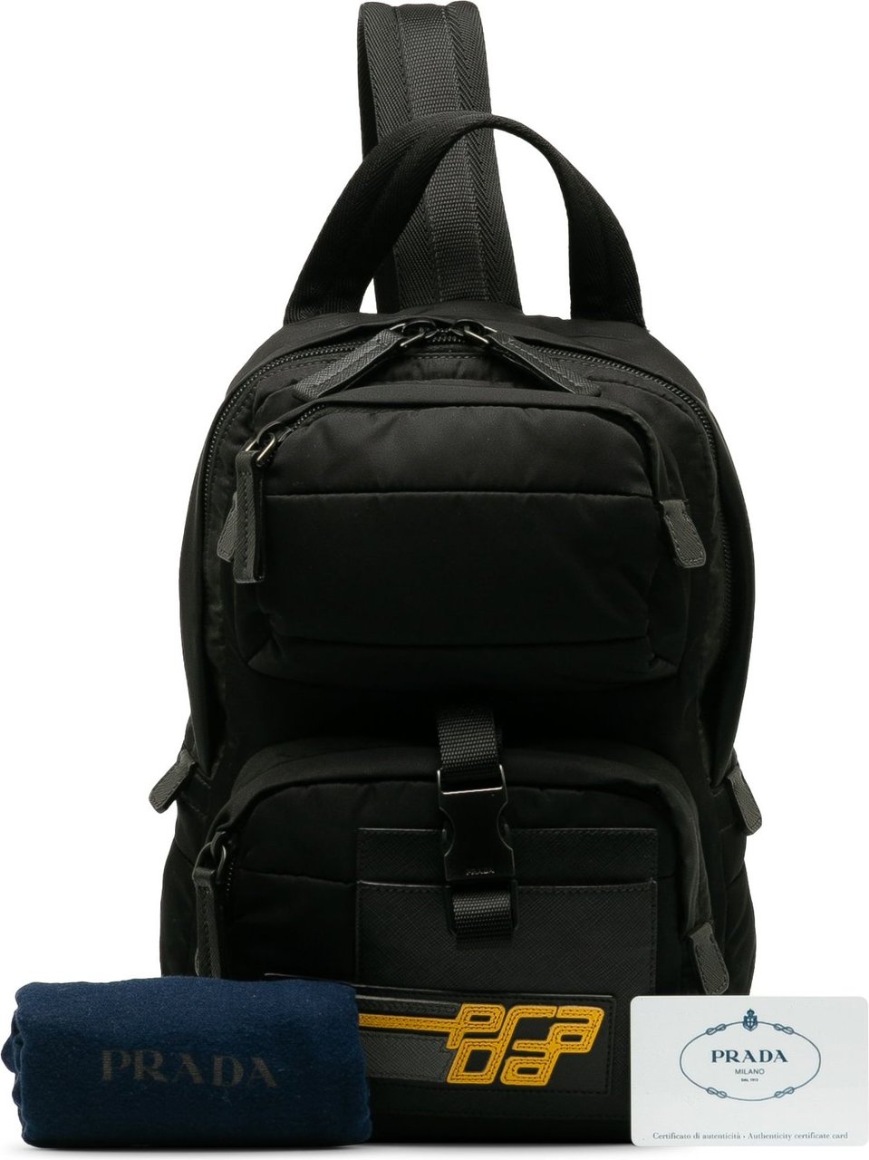 Prada Tessuto Logo Patch Crossbody Bag Zwart