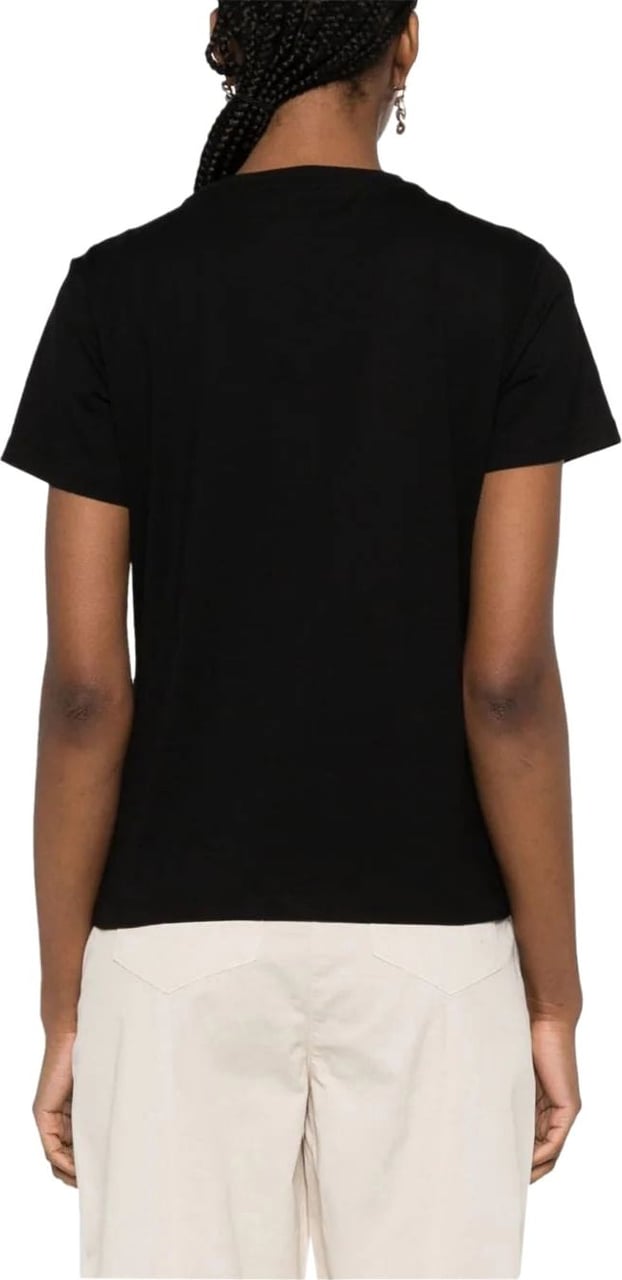 Pinko quentin t-shirt jersey logo black Zwart