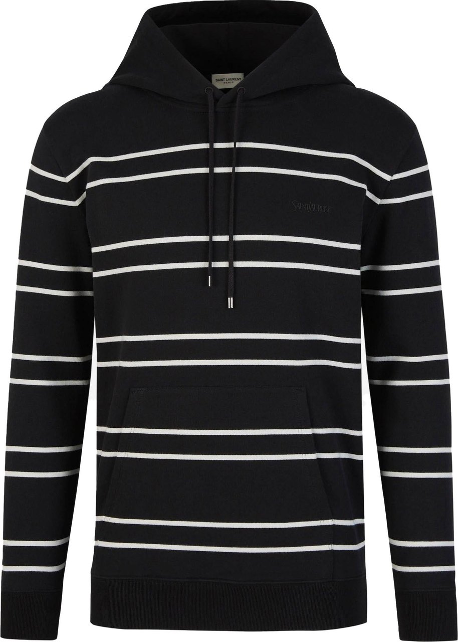 Saint Laurent Striped Hood Sweatshirt Zwart