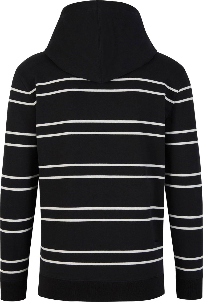 Saint Laurent Striped Hood Sweatshirt Zwart