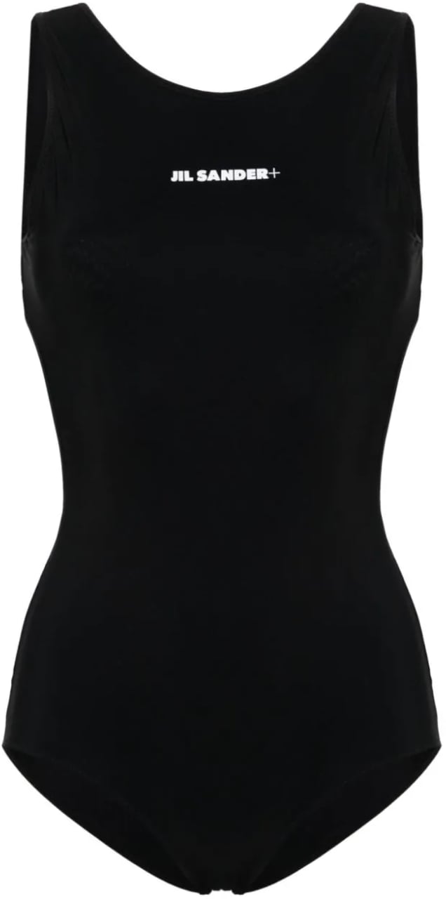 Jil Sander Logo Swimsuit Black Zwart