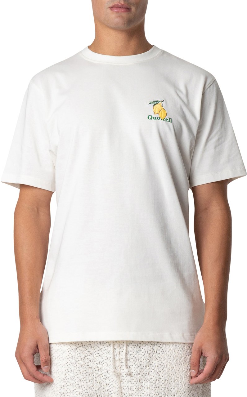 Quotrell Limone T-shirt | Off White/green Wit