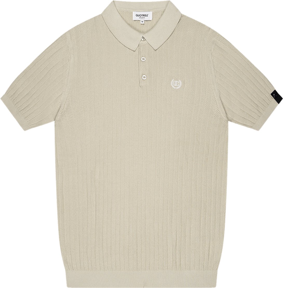 Quotrell Jay Knitted Polo | Stone/off White Divers