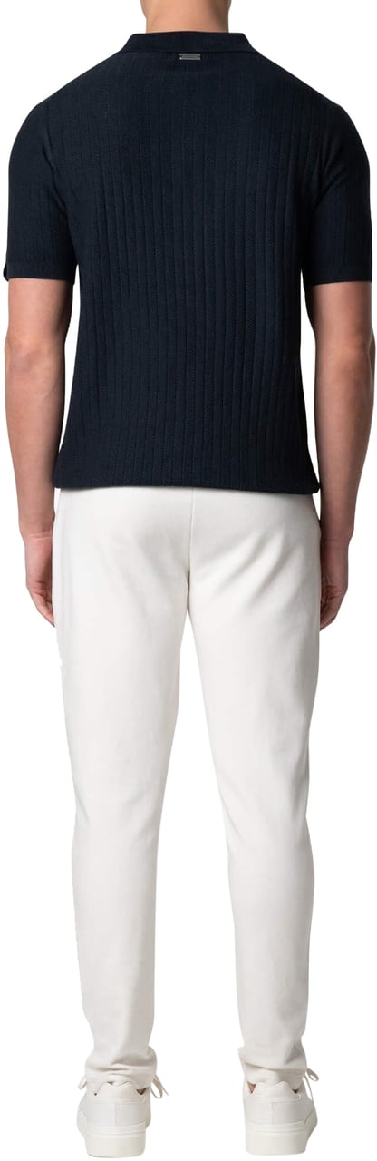 Quotrell Jay Knitted Polo | Navy/off White Blauw