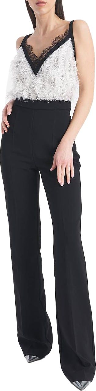 Elisabetta Franchi Crepe jumpsuit with embroidered top Wit
