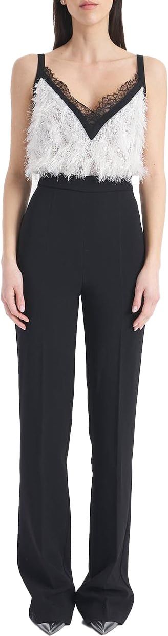 Elisabetta Franchi Crepe jumpsuit with embroidered top Wit