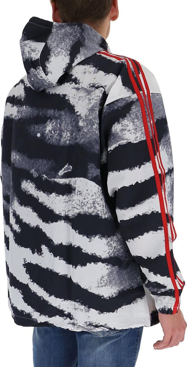 Adidas zebra-print hooded winbreaker Zwart