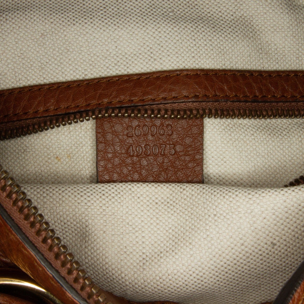 Gucci Medium Leather Ride Top Handle Bag Bruin