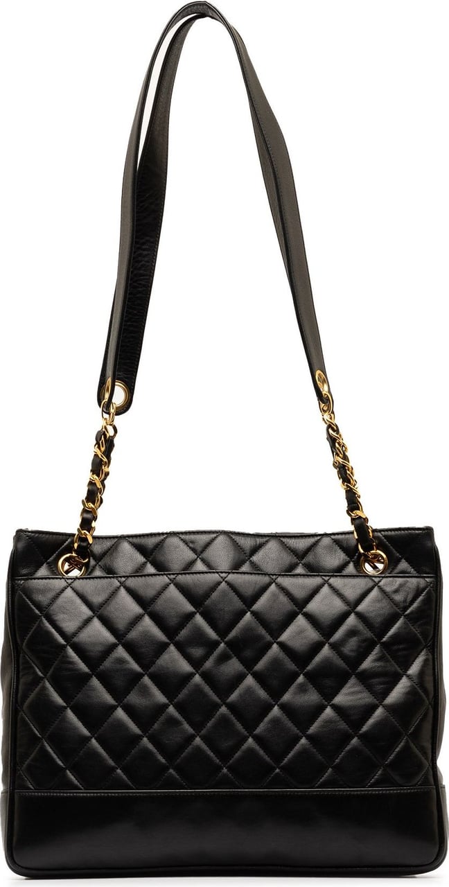 Chanel CC Quilted Lambskin Tote Zwart