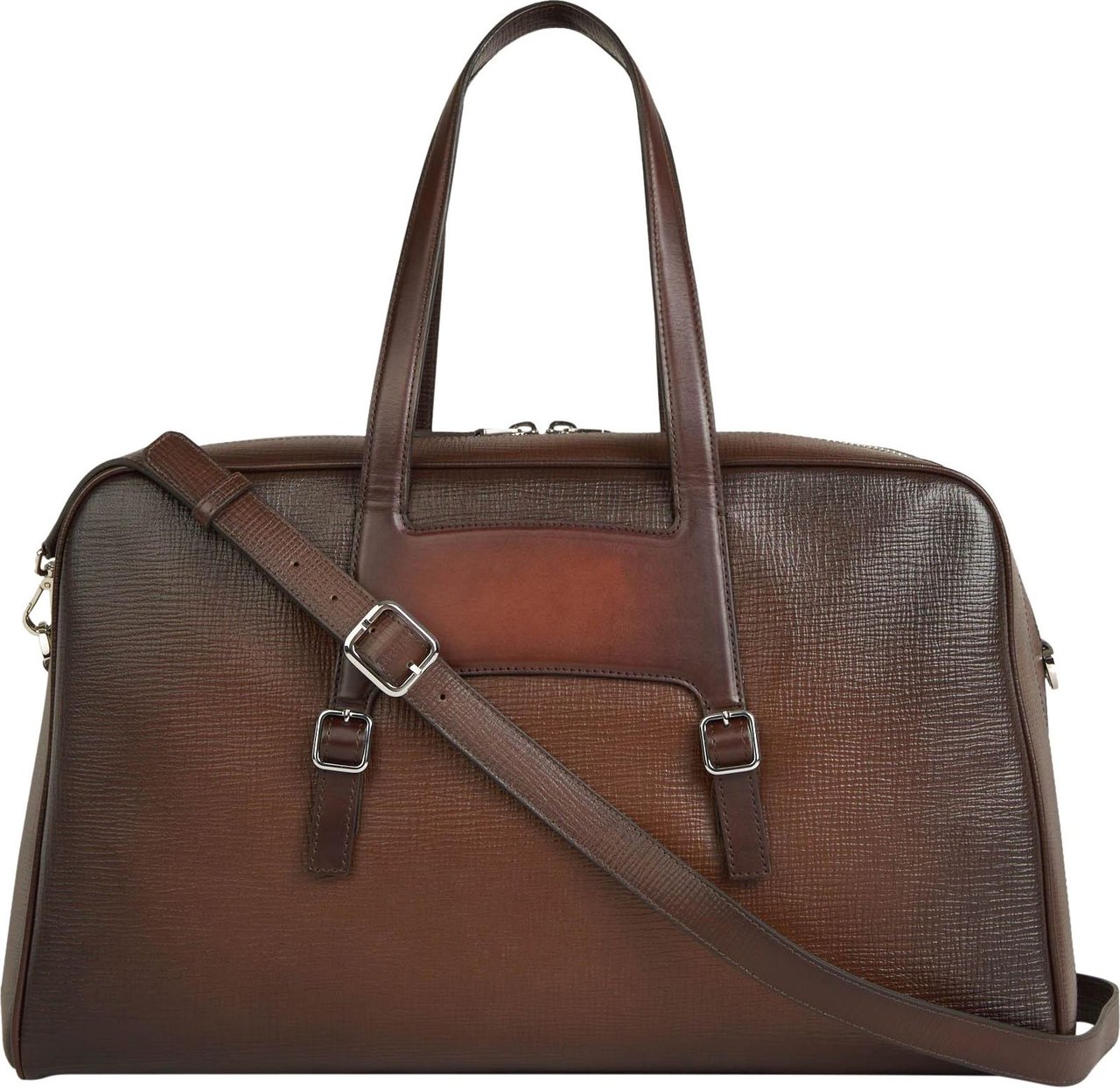 Santoni Leather Travel Bag Beige