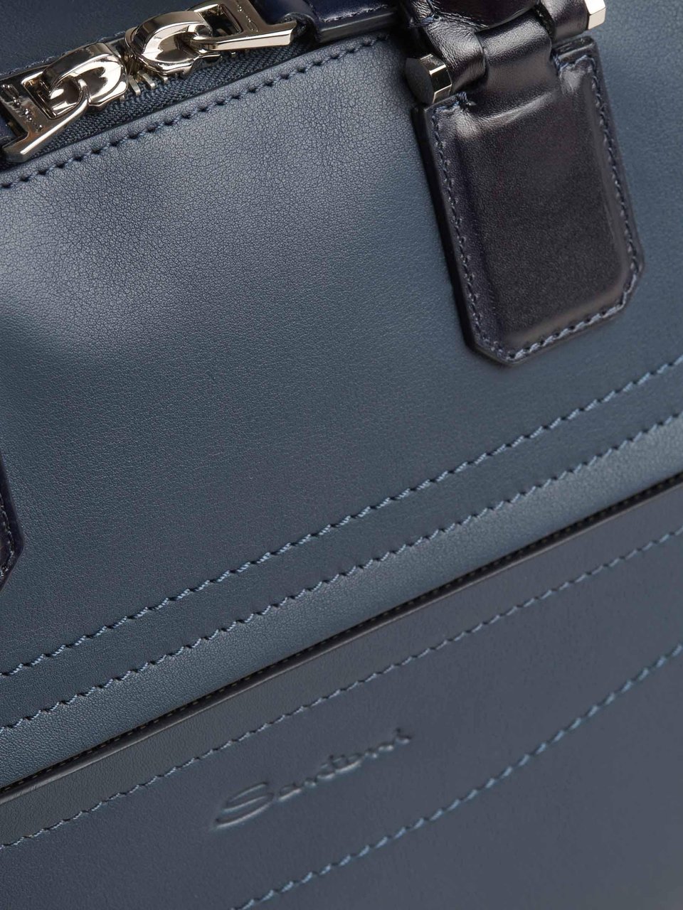 Santoni Leather Bag Blauw