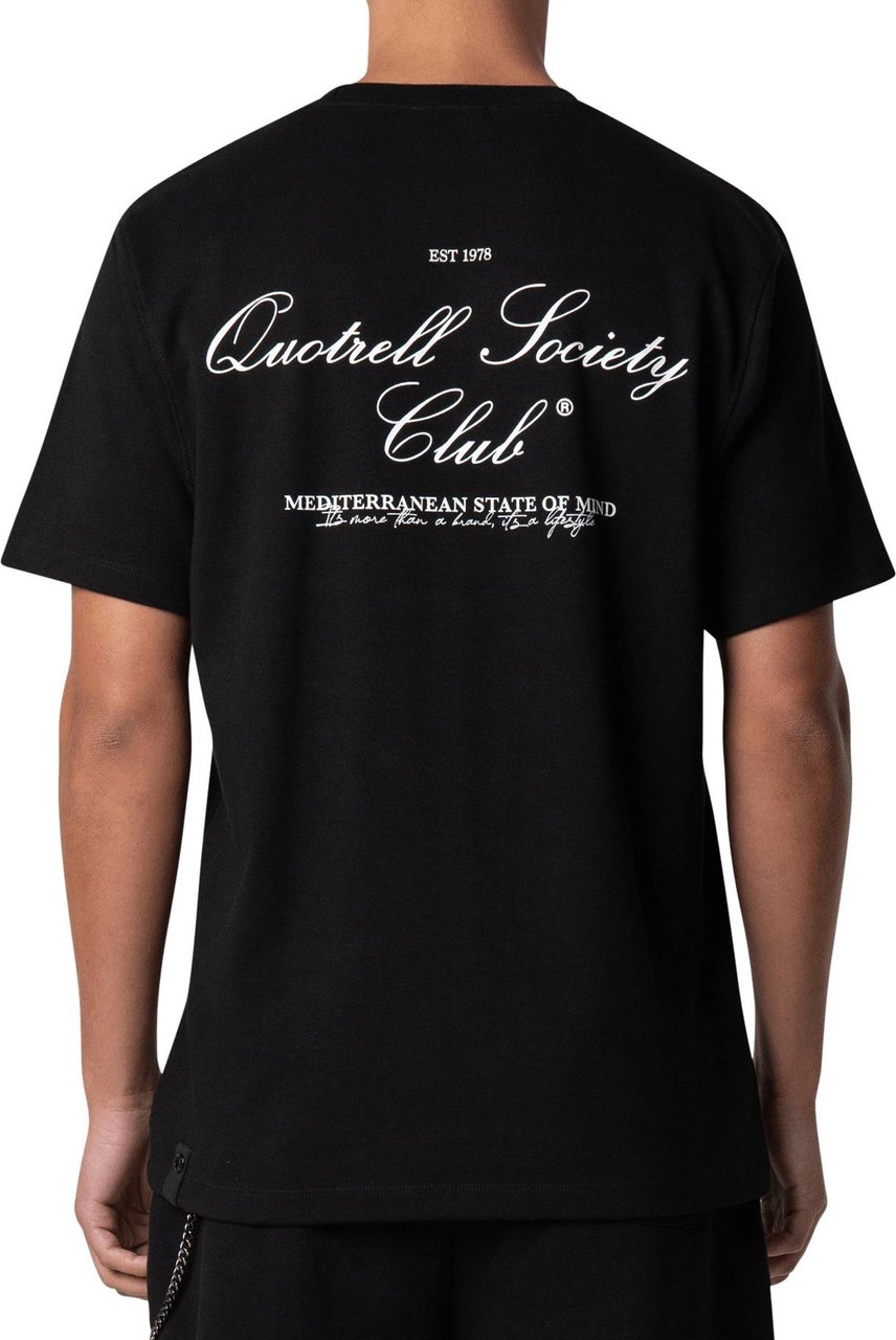 Quotrell Society Club T-shirt | Black/white Zwart