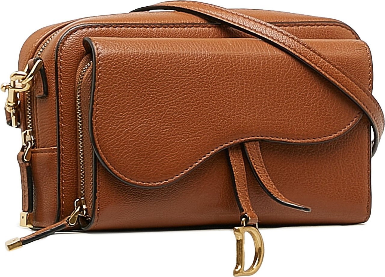 Dior Double Saddle Pouch Bruin