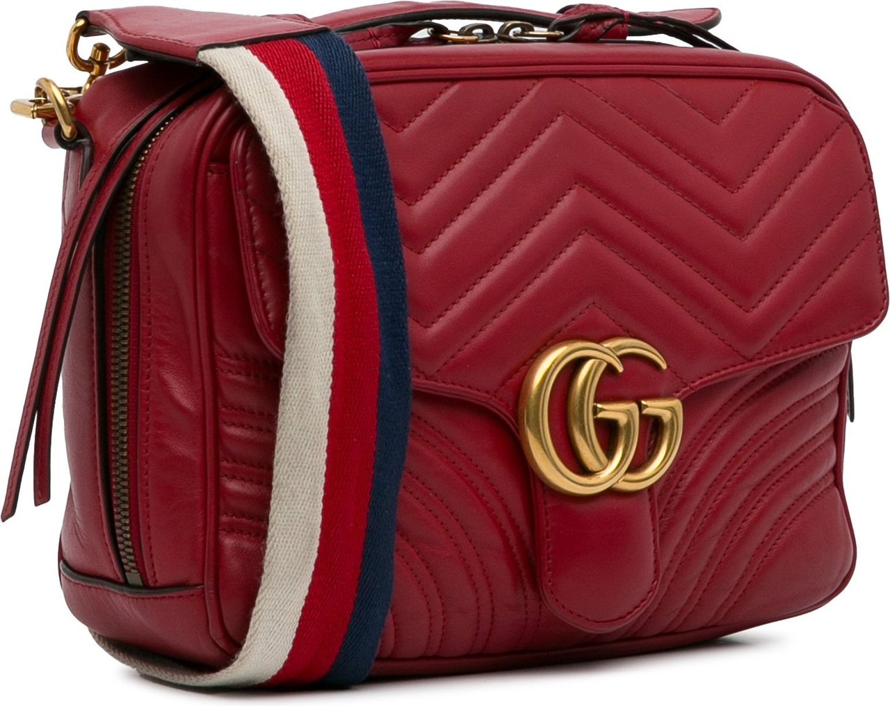 Gucci Small GG Marmont Sylvie Top Handle Satchel Rood