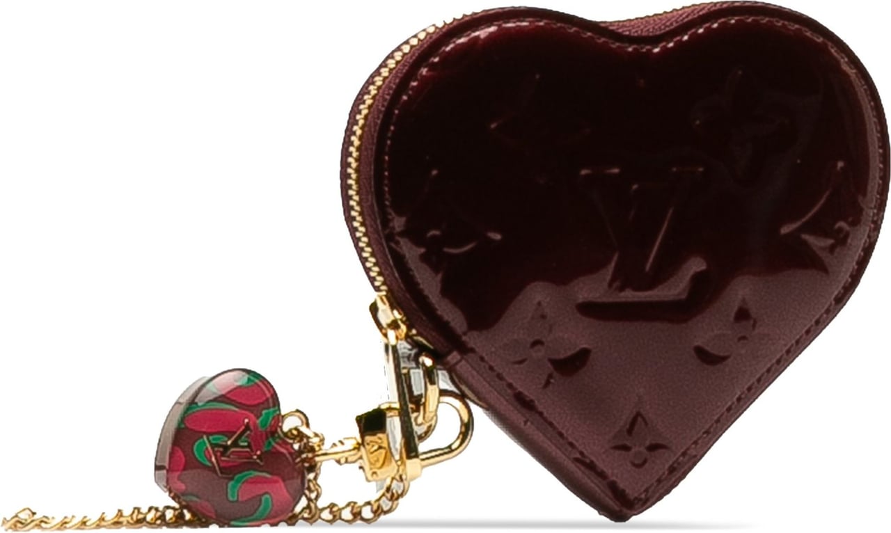 Louis Vuitton Vernis Rayures Heart Coin Pouch Rood