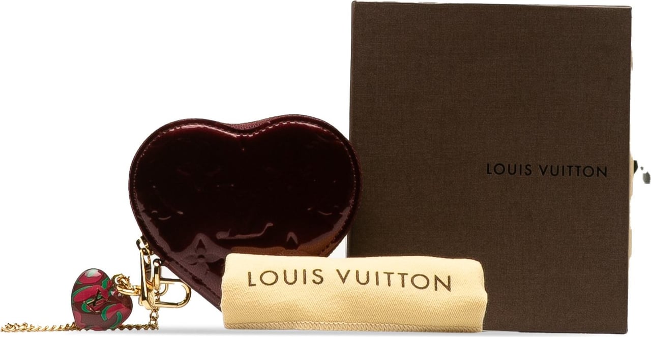Louis Vuitton Vernis Rayures Heart Coin Pouch Rood