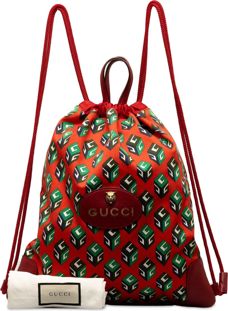 Gucci Printed Neo Vintage Drawstring Backpack Rood