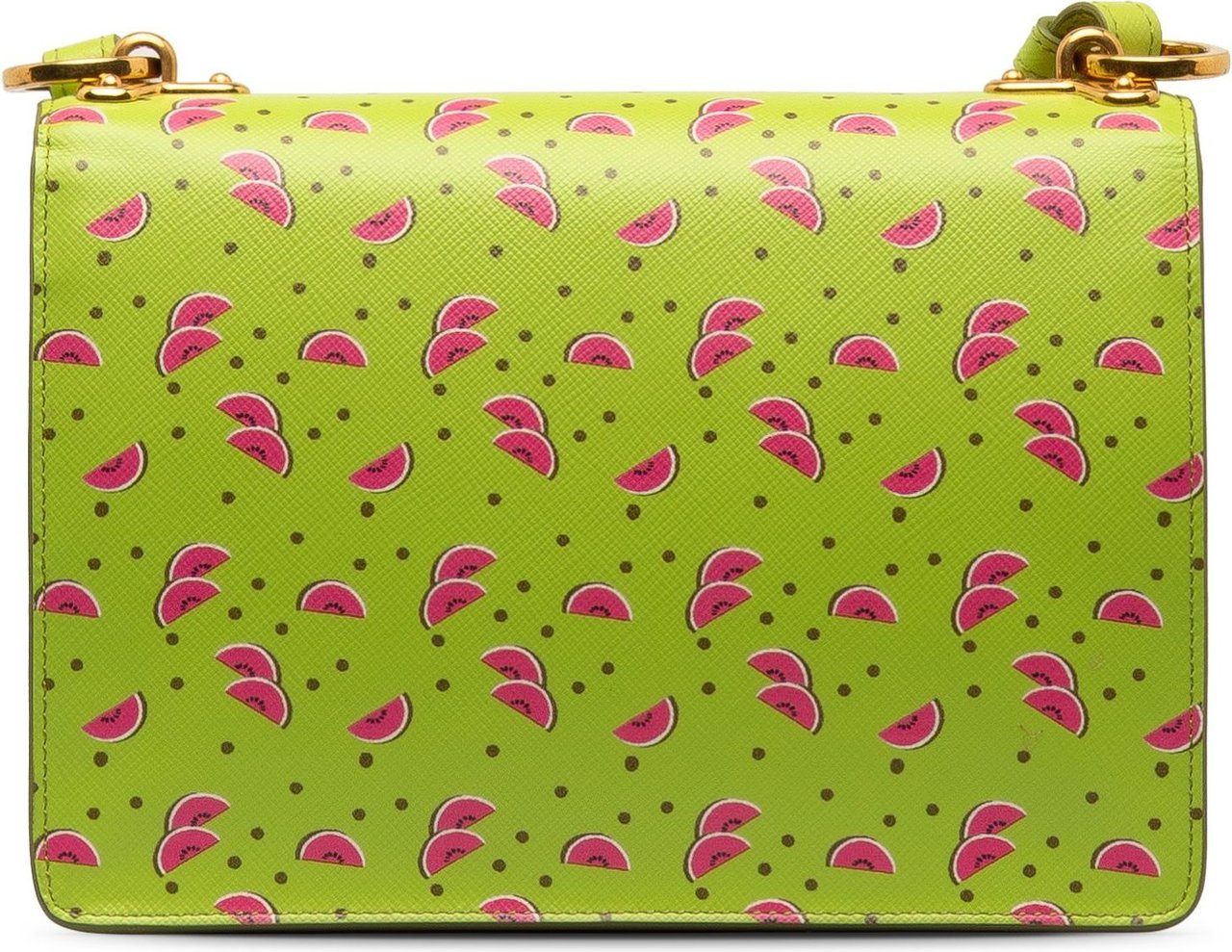 Prada Saffiano Watermelon Flap Crossbody Bag Groen
