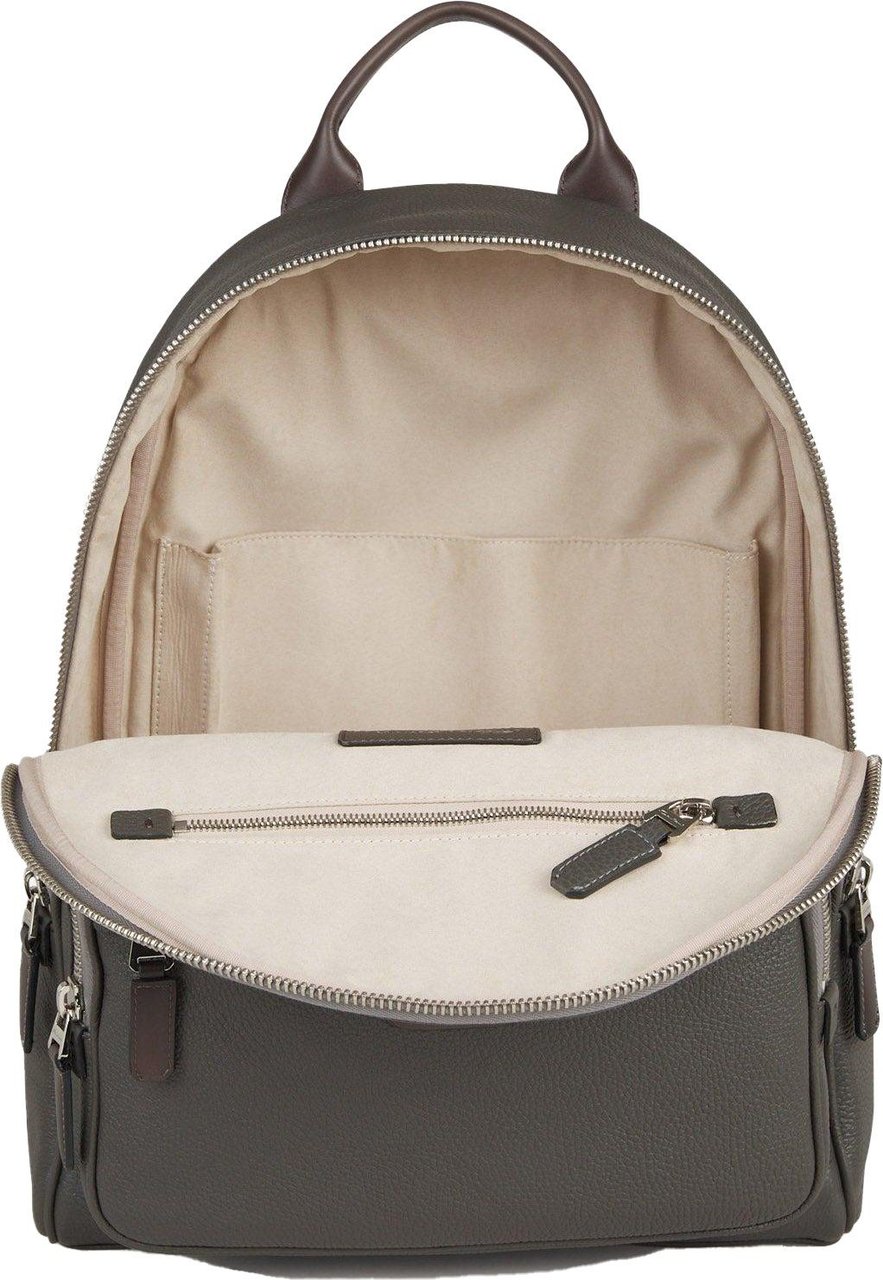 Santoni Bicolor Leather Backpack Grijs