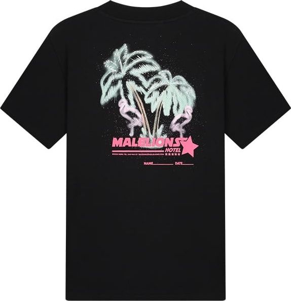 Malelions Malelions Men Hotel T-Shirt - Black/Pink Zwart