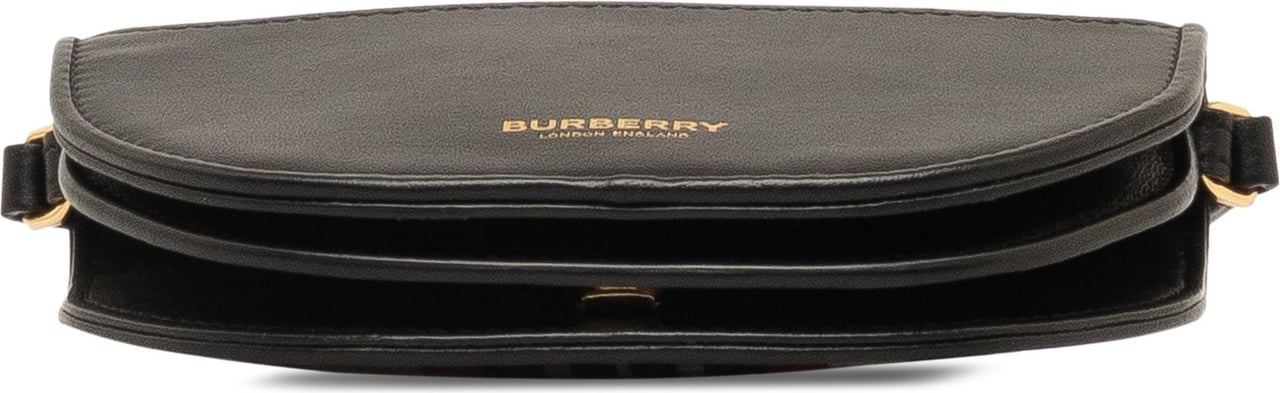 Burberry Olympia Micro Tartan Nylon and Leather Crossbody Zwart