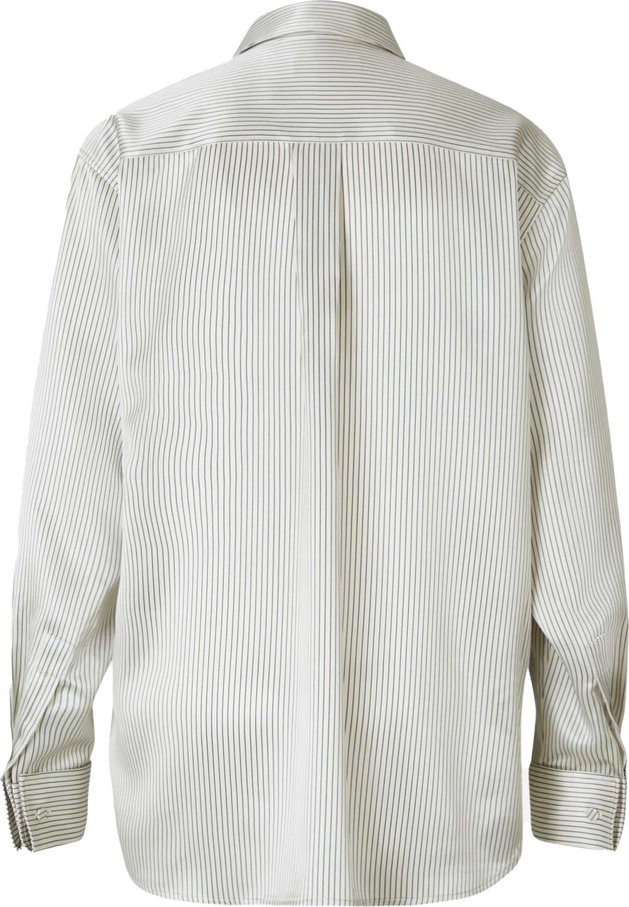 Saint Laurent Striped Silk Shirt Beige