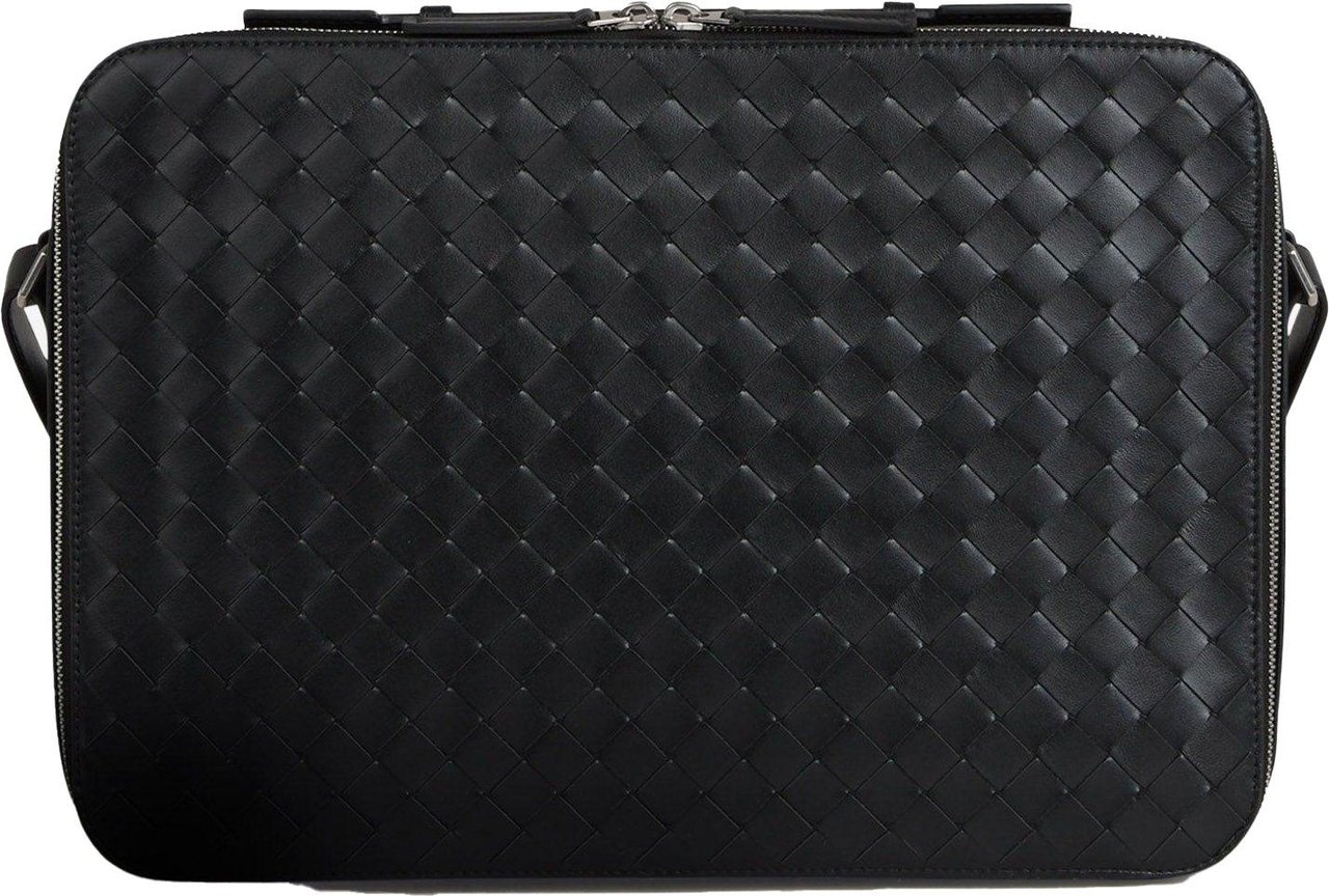 Bottega Veneta Intrecciato Leather Briefcase Zwart