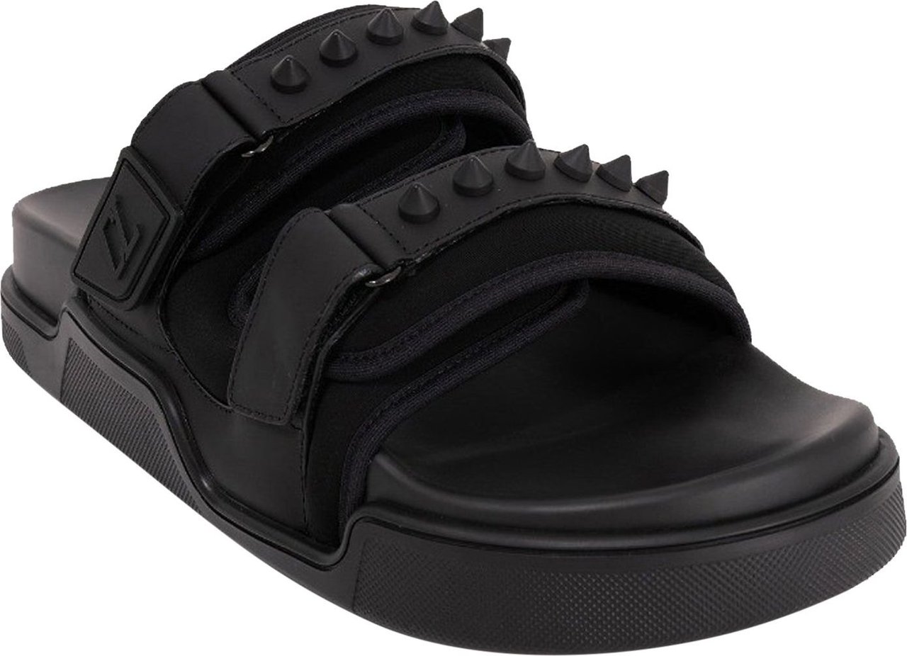 Christian Louboutin Christian Louboutin Leather Velcro Sandals Zwart