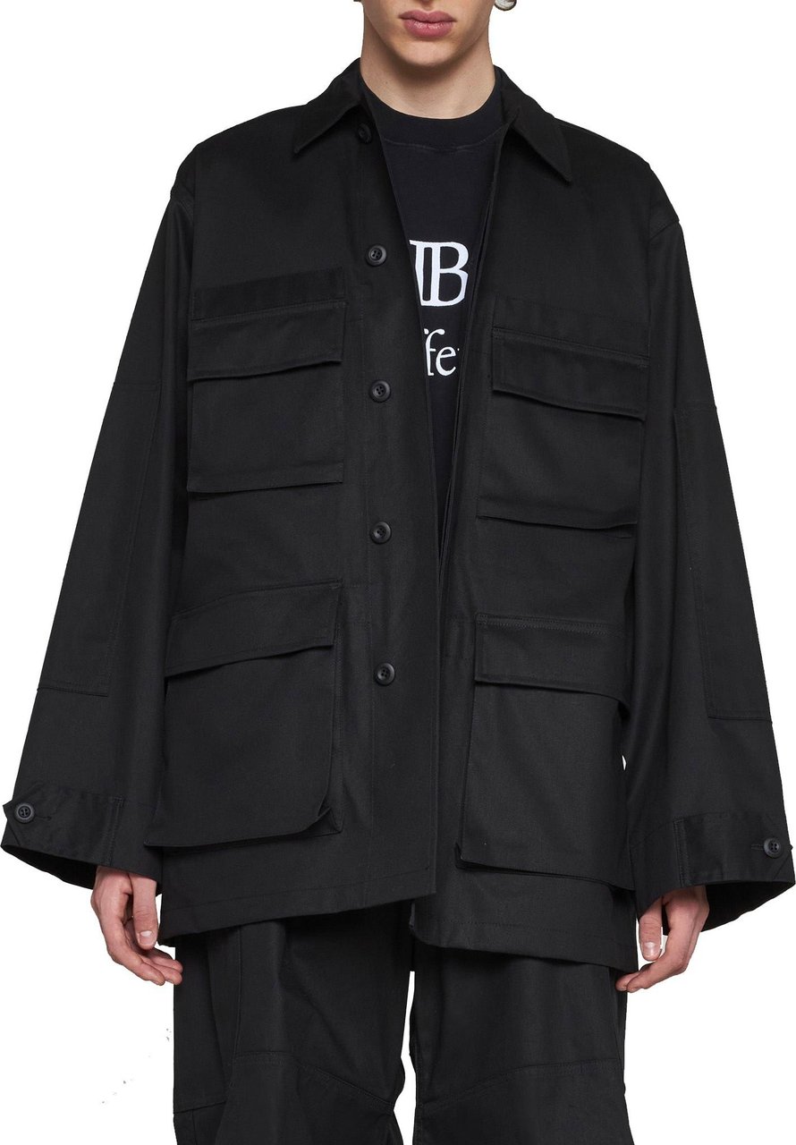 Balenciaga Balenciaga Multi-Pocket Cargo Shirt Jacket Zwart