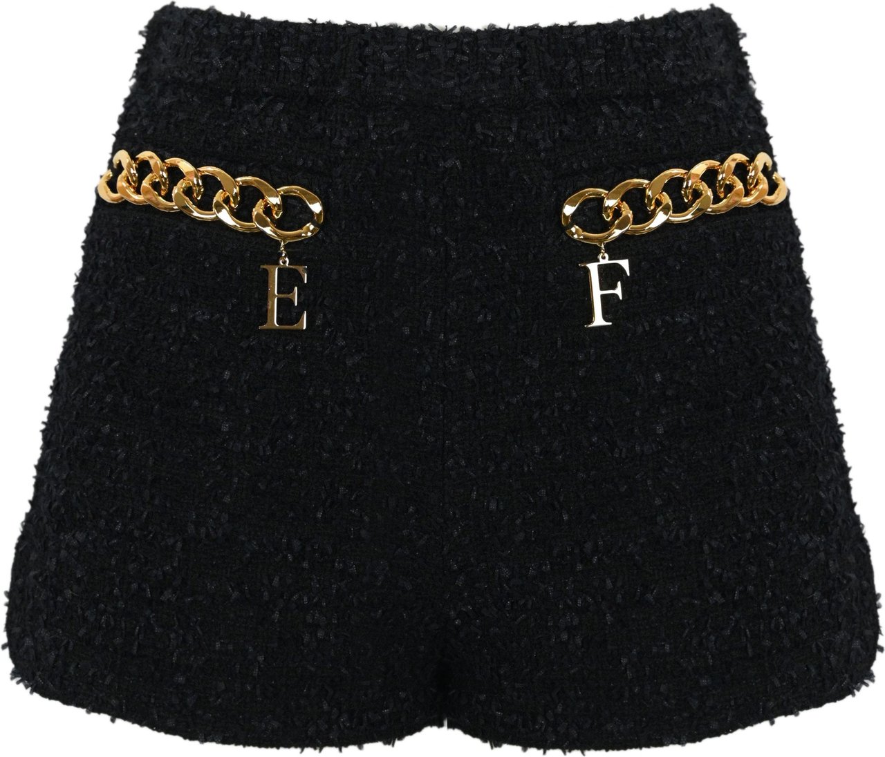 Elisabetta Franchi Black Shorts With Chain Black Zwart