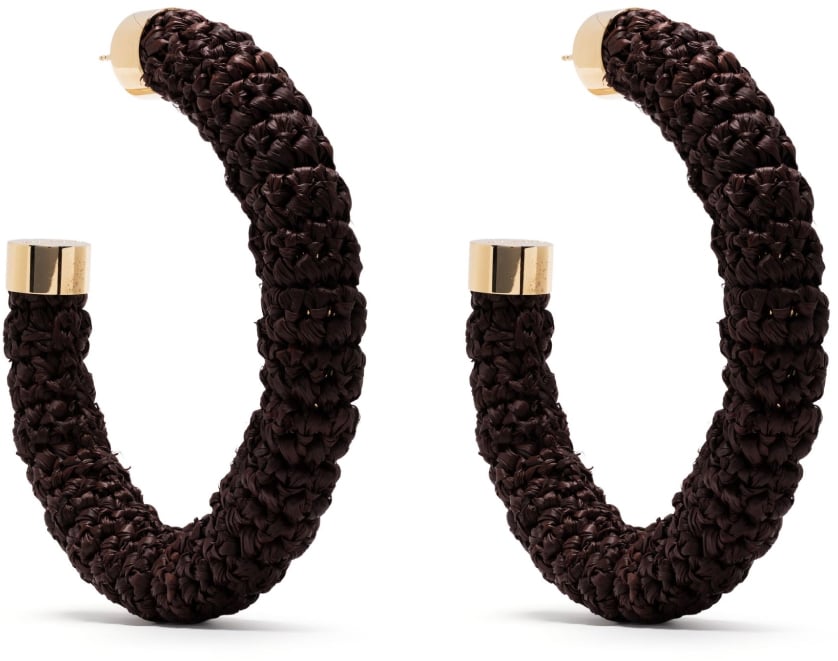 Jacquemus Les Créoles Raphia Hoop Earrings Bruin