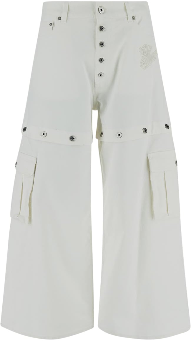 OFF-WHITE Jeans Super Baggy con Logo Anni 90S Wit