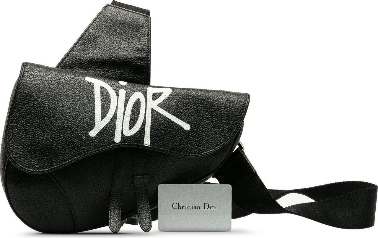 Dior x Stussy Bee Applique Saddle Zwart