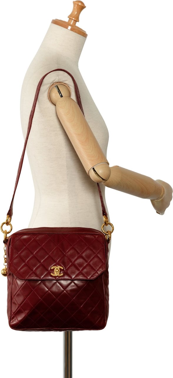 Chanel CC Quilted Lambskin Shoulder Bag Rood