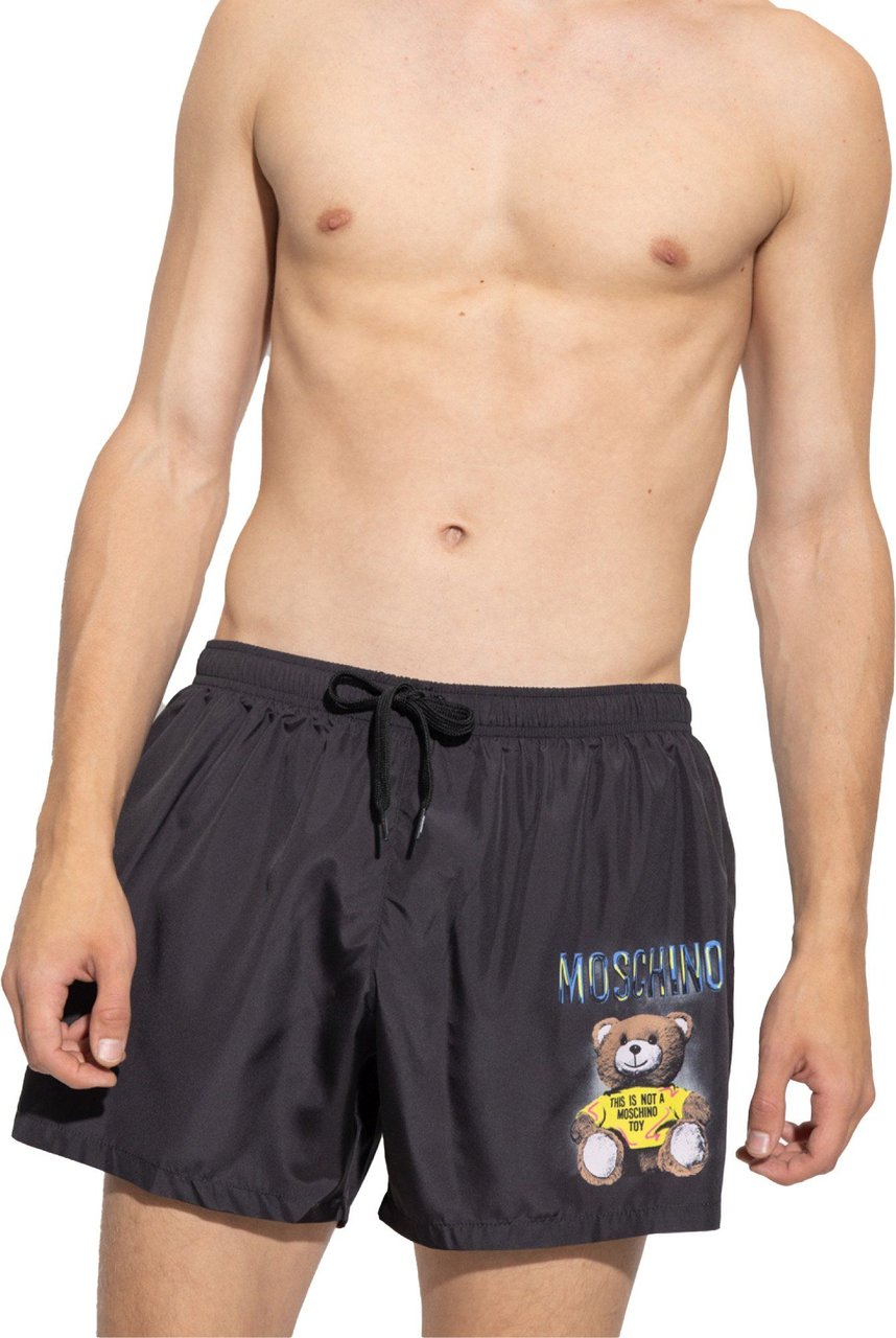 Moschino Teddy Bear Logo Swim Shorts Zwart