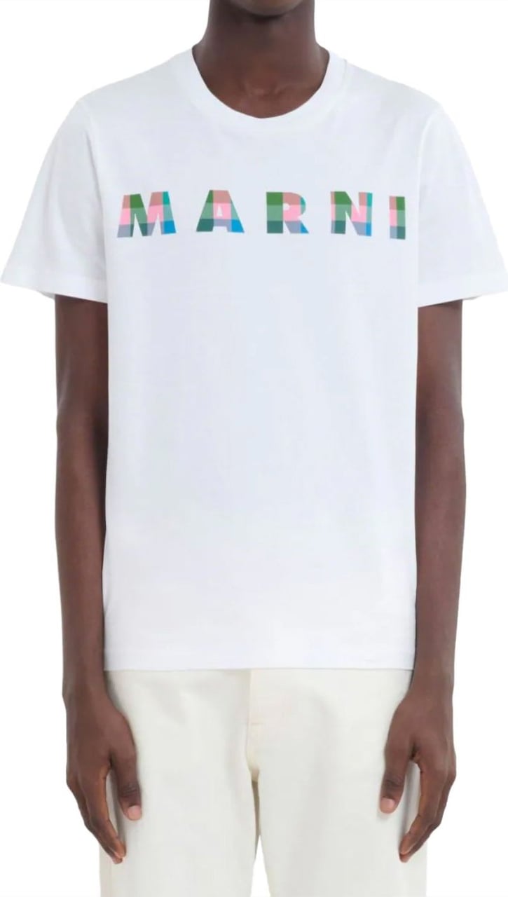 Marni Tshirt Graphic Logo White Wit